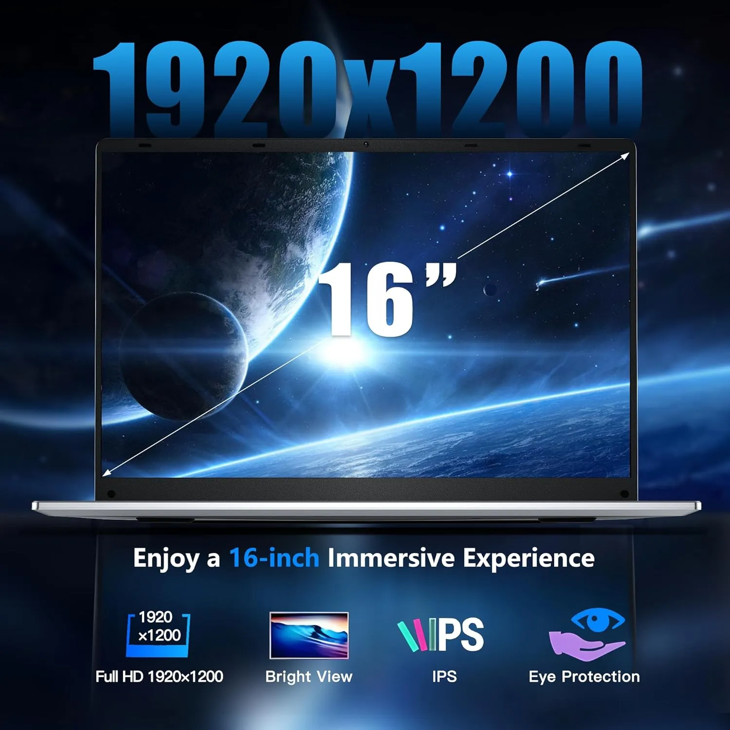 Gaming Laptop, 16 Inch FHD Display (1920 x 1200), N95 Laptop Computer (up to 3.4GHz), 16GB RAM 1TB SSD, Supports 180 Angle Opening, Bluetooth, Backlit Keyboard, Windows 11 Pro