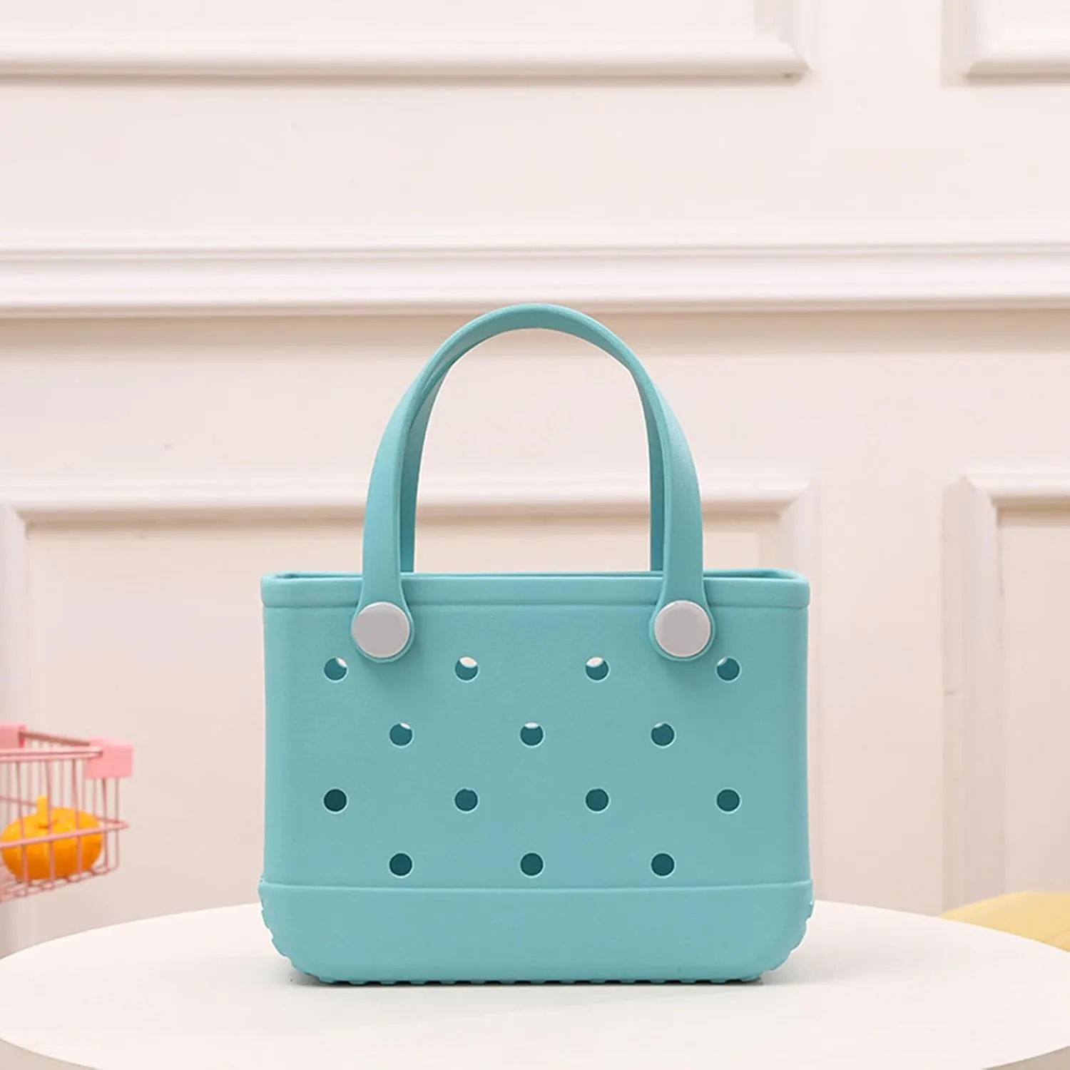 GBB Rubber Tote Bag Small Beach Bag Waterproof Outdoor Tote Bag Washable Tote Portable Travel Bag Open Handbag for Daily