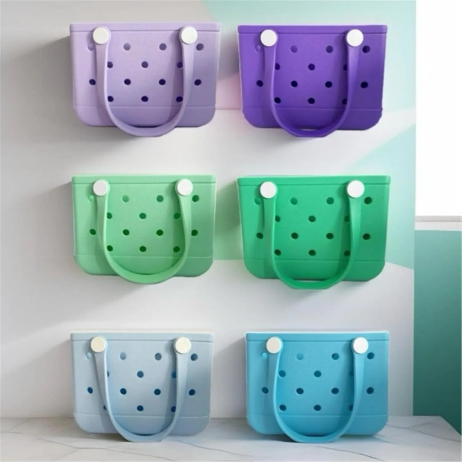 GBB Rubber Tote Bag Small Beach Bag Waterproof Outdoor Tote Bag Washable Tote Portable Travel Bag Open Handbag for Daily