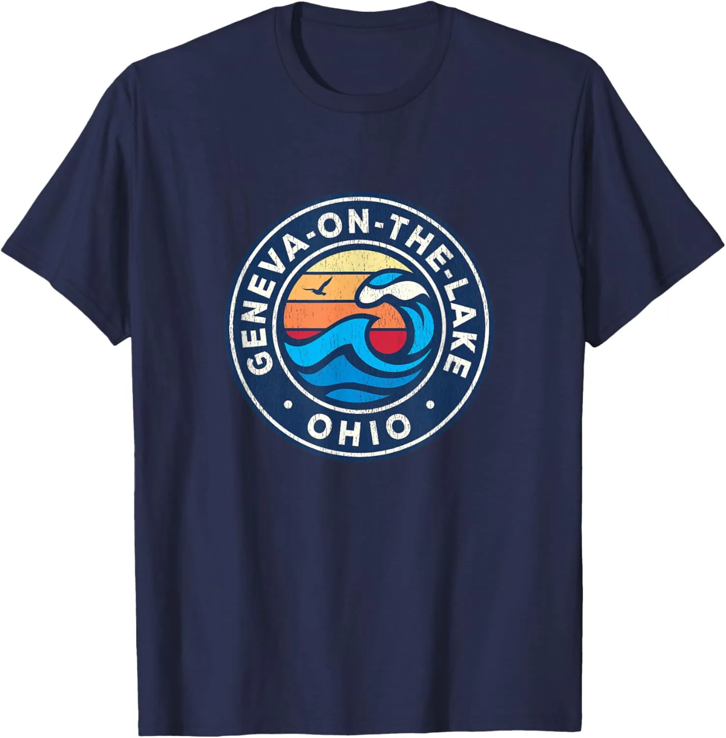 Geneva-On-The-Lake Ohio OH Vintage Nautical Waves Design T-Shirt