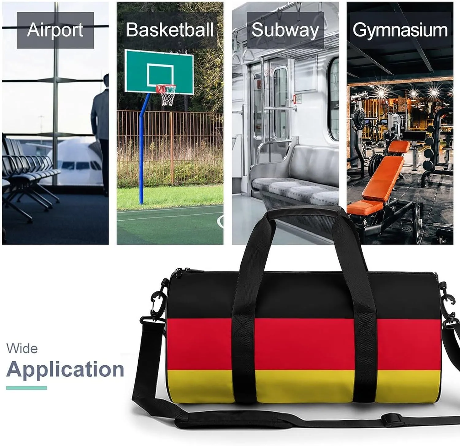 Germany Flag Sports Duffel Bag for Women Men with Wet Pocket Lightweight Gym Travel Tote