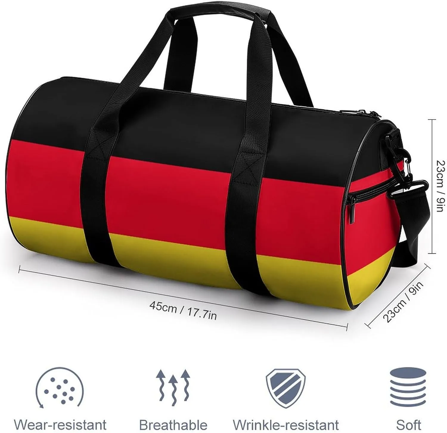 Germany Flag Sports Duffel Bag for Women Men with Wet Pocket Lightweight Gym Travel Tote
