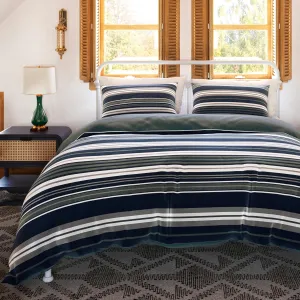 G.H. Bass & Co. Cypress Stripe 3-Piece Comforter Bedding Set, Full/Queen, Forest Green