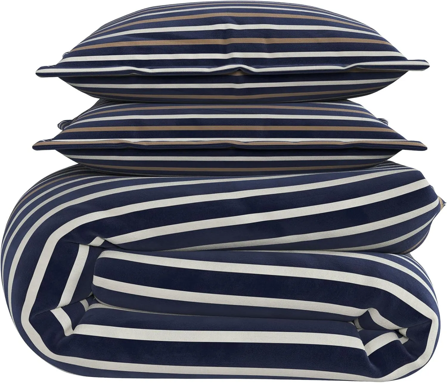 G.H. Bass & Co. Walker Stripe 3-Piece Comforter Bedding Set, King, Natural