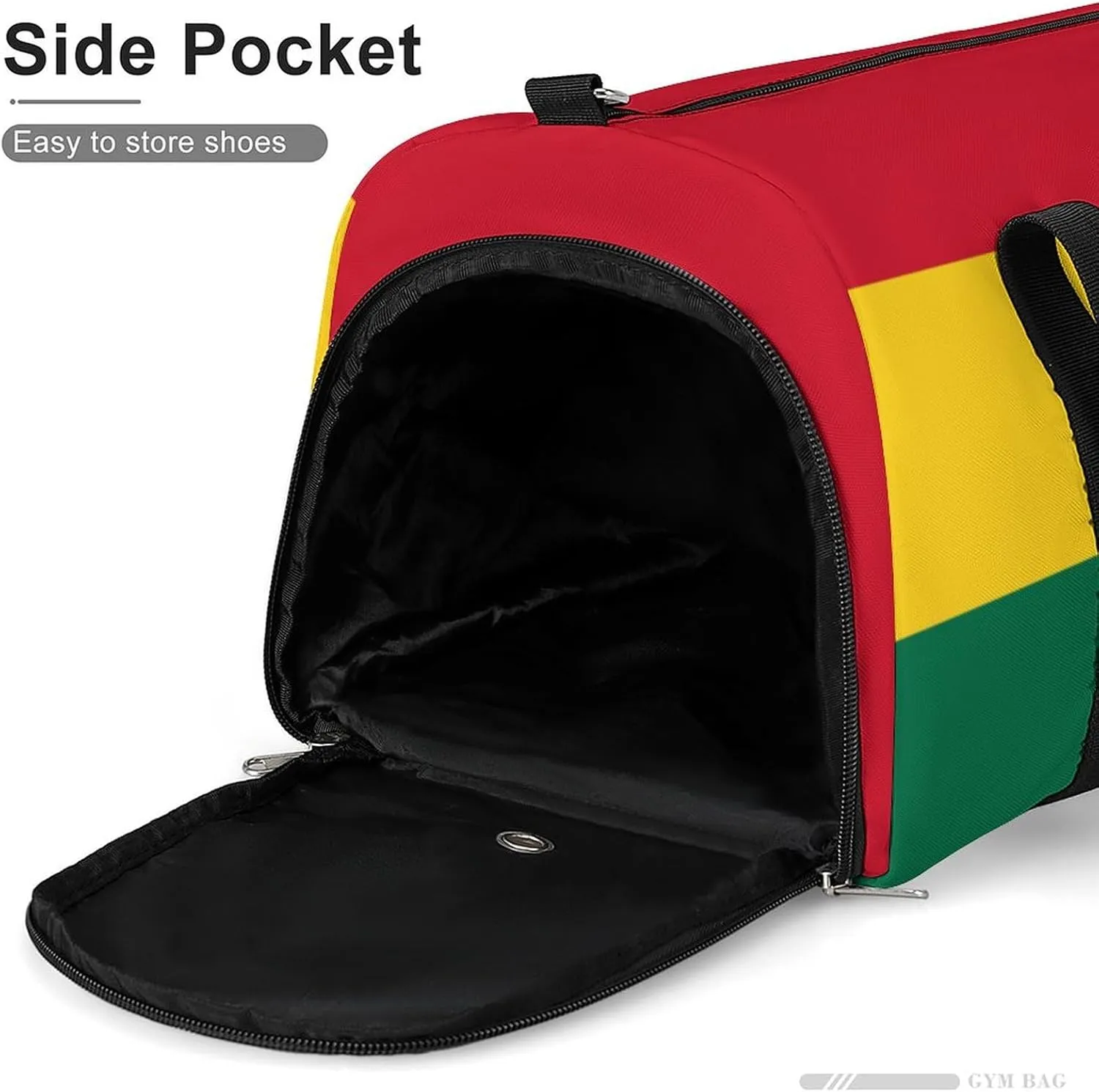 Ghana Flag Travel Gym Bag Waterproof Weekender with Shoe Compartment and Wet Pocket