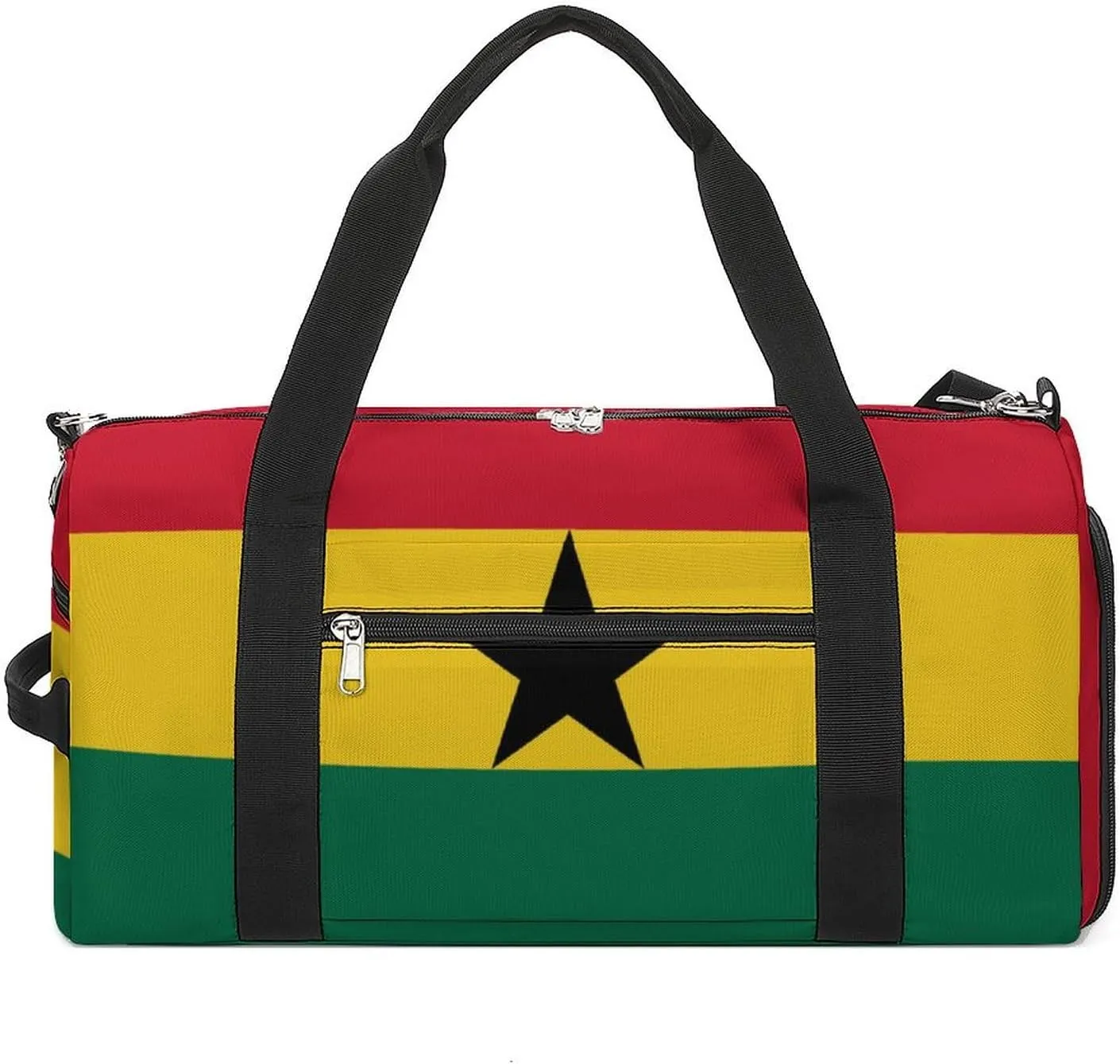 Ghana Flag Travel Gym Bag Waterproof Weekender with Shoe Compartment and Wet Pocket