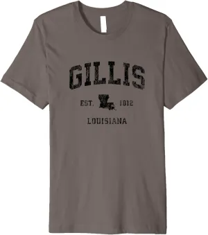 Gillis Louisiana LA Vintage Athletic Black Sports Design Premium T-Shirt