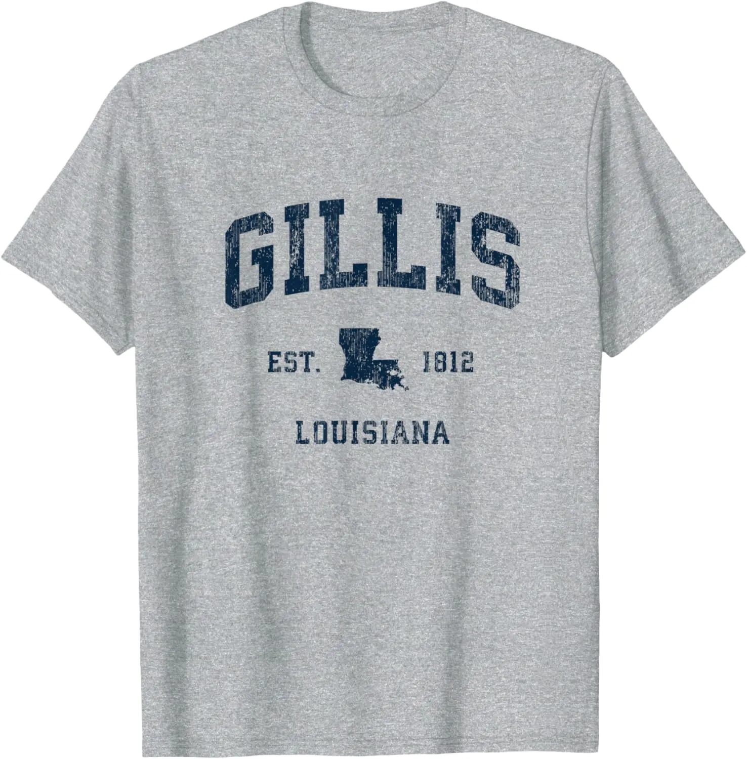 Gillis Louisiana LA Vintage Athletic Navy Sports Design T-Shirt