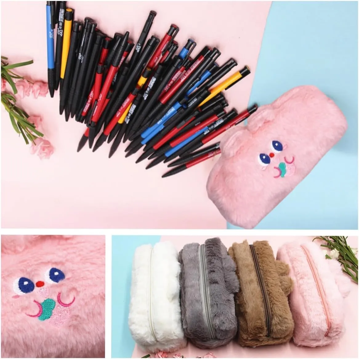 Girl Backpack for School Kids, Pink Cute Bookbag with Lunch Box Rainbow Elementary School Bag Pencil Case (Pink,3Pcs Set)