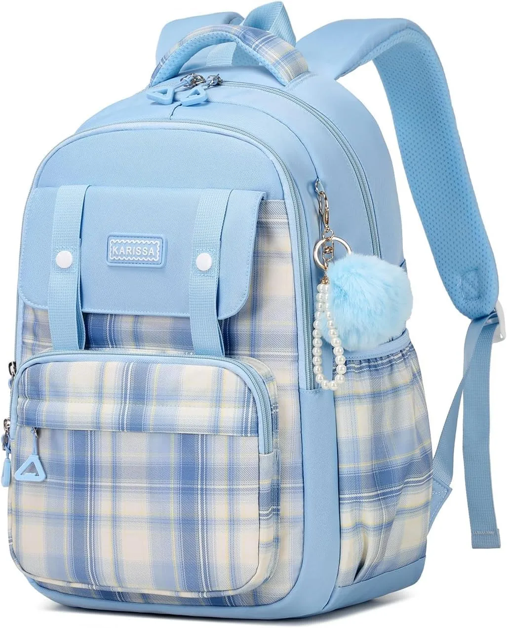 Girls Backpack with Lunch Box, Kindergarten Elementary Middle School Backpack, Large Capacity Kids Bookbag 3 Pcs Set (blue)