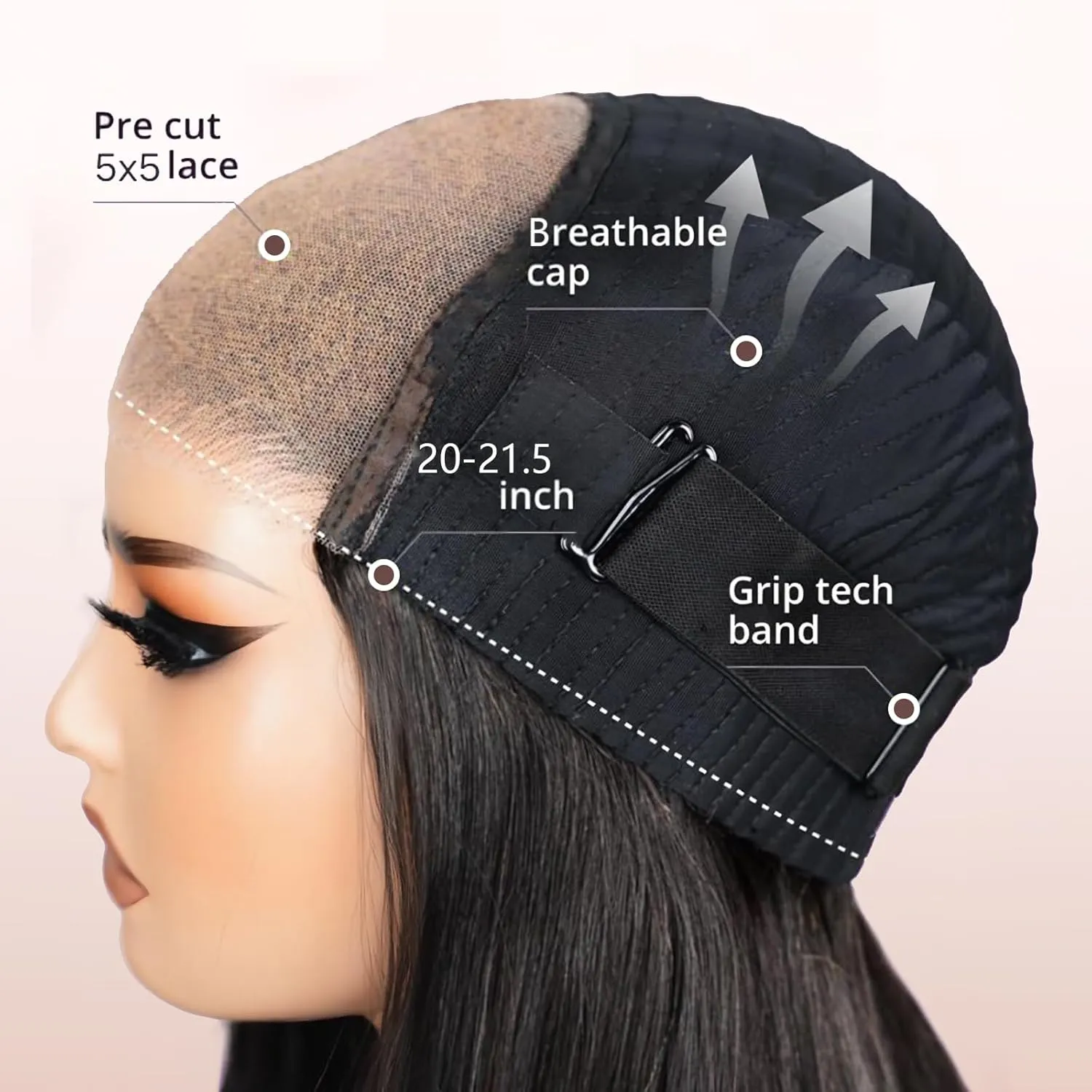 Glueless Wigs Human Hair Pre Plucked Pre Cut 5X5 Deep Wave Lace Front Wigs Human Hair for Women 22 Inch Hd Lace Frontal Natural Hairline Wear and Go 180% Density Wet Wavy Waterwave Natural Color