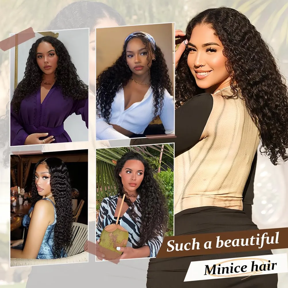 Glueless Wigs Human Hair Pre Plucked Pre Cut 5X5 Deep Wave Lace Front Wigs Human Hair for Women 22 Inch Hd Lace Frontal Natural Hairline Wear and Go 180% Density Wet Wavy Waterwave Natural Color