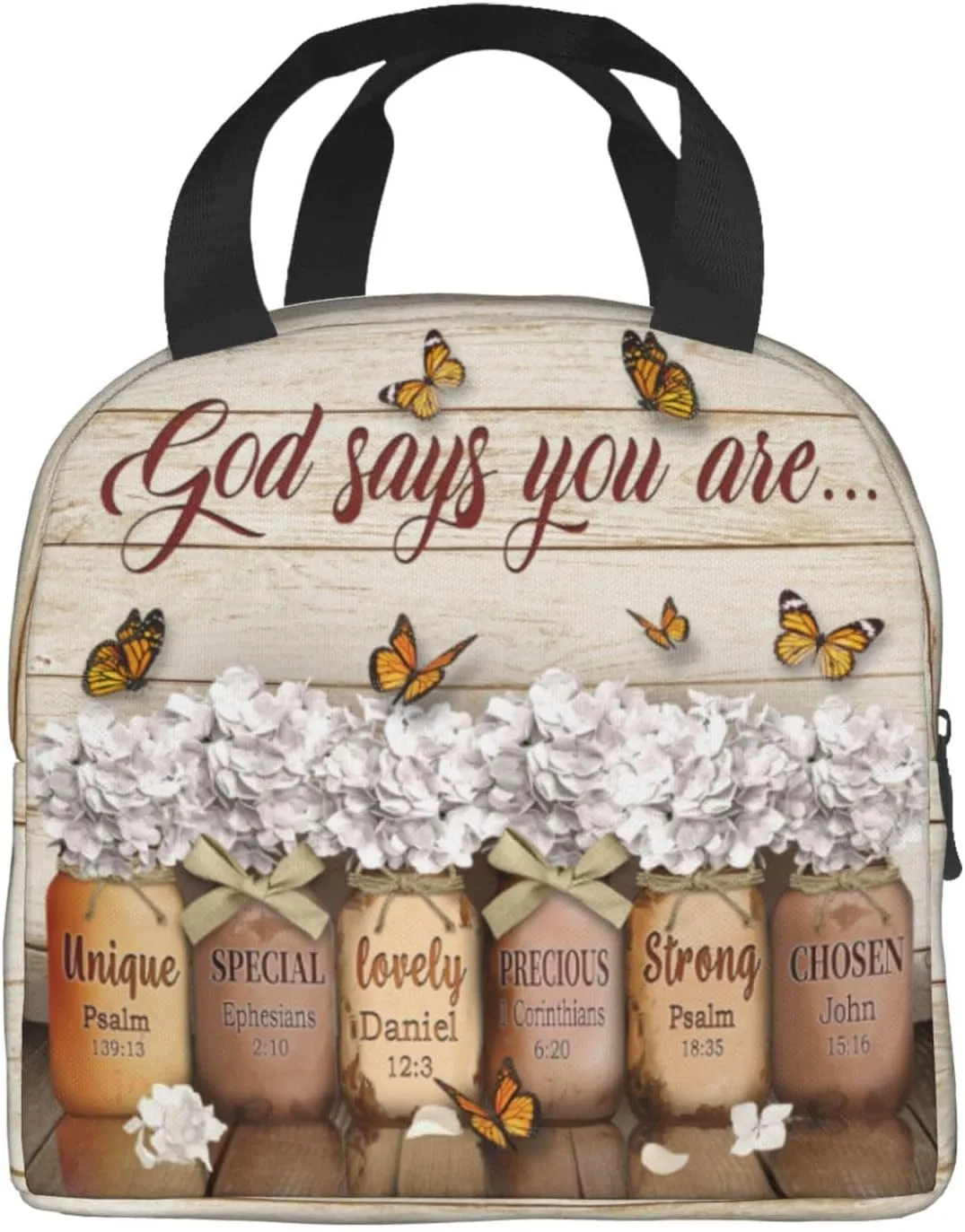 God Says You Are Lunch Bag, Religious Bible Verse Christian Lunch Bag For Women，Jesus Bible Verses Lunch Box, Christian Religious Lunch Box，For Office Work Picnic Beach