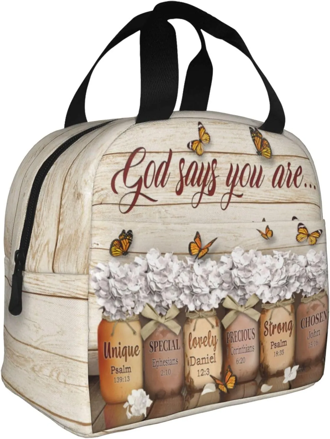 God Says You Are Lunch Bag, Religious Bible Verse Christian Lunch Bag For Women，Jesus Bible Verses Lunch Box, Christian Religious Lunch Box，For Office Work Picnic Beach
