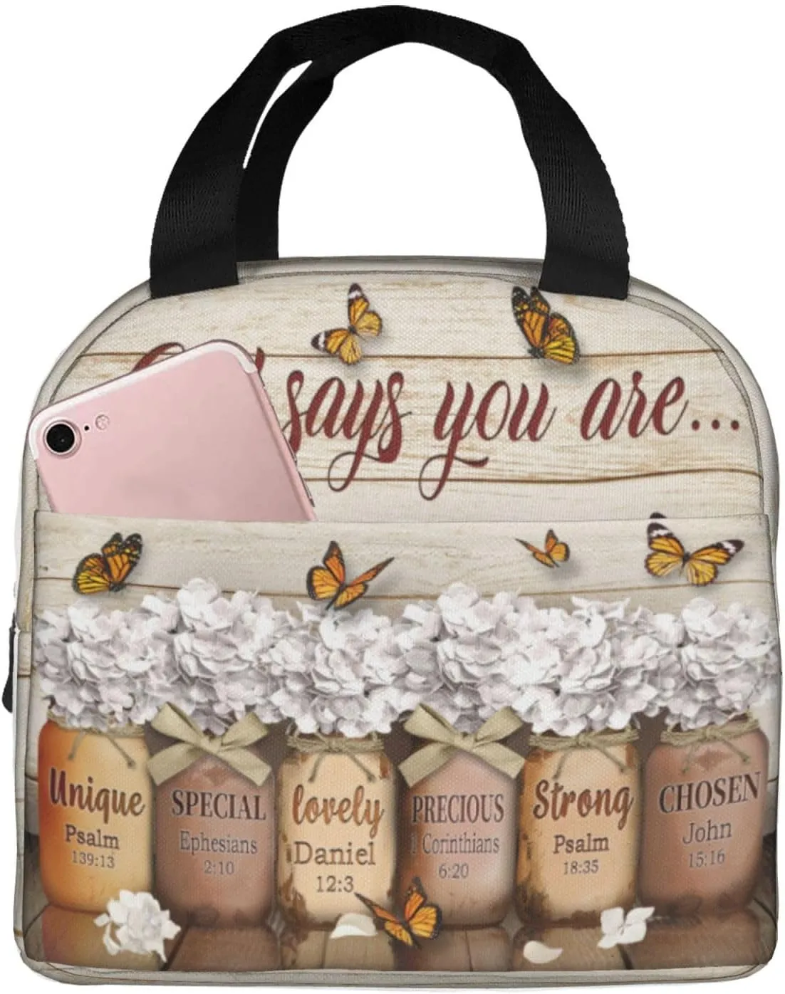 God Says You Are Lunch Bag, Religious Bible Verse Christian Lunch Bag For Women，Jesus Bible Verses Lunch Box, Christian Religious Lunch Box，For Office Work Picnic Beach