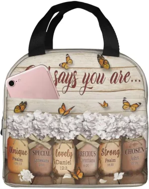 God Says You Are Lunch Bag, Religious Bible Verse Christian Lunch Bag For Women，Jesus Bible Verses Lunch Box, Christian Religious Lunch Box，For Office Work Picnic Beach