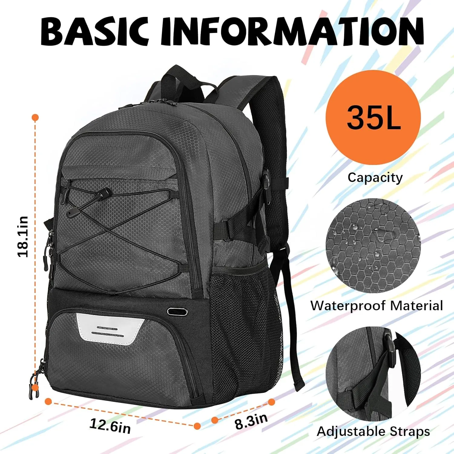 Goloni Soccer Bag,Large Sports Bag with with Separate Ball & Shoe Compartments,Youth Soccer Backpack for Basketball