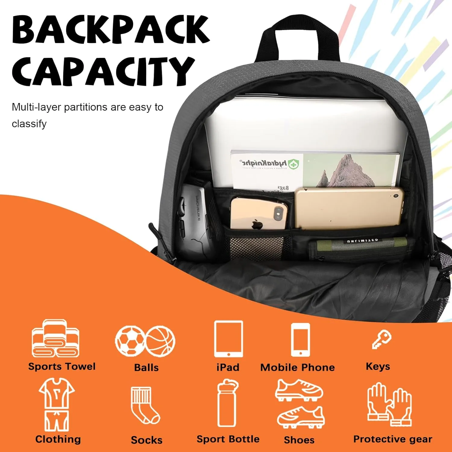 Goloni Soccer Bag,Large Sports Bag with with Separate Ball & Shoe Compartments,Youth Soccer Backpack for Basketball