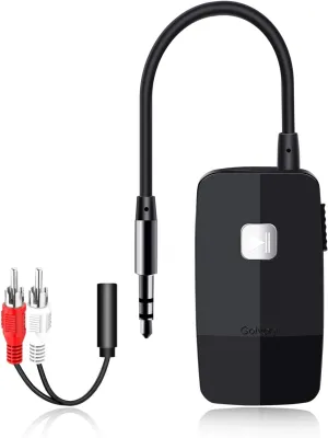 Golvery Upgraded Bluetooth 5.4 Receiver for Speaker, Wireless Audio Adapter for Home Audio Car Stereo with 3.5mm RCA Jack, 20 Hours Playtime, Dual Connection to 2 Phones, Easy Control ON/Off Slider