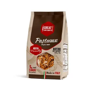 Great Low Carb Co. Keto-Friendly Italian Pasta Set, 0-5g Net Carbs, High Protein, High Fiber, Low Carb, Low Calories Made in Italy (3 Pack, Rotini 8oz bag)