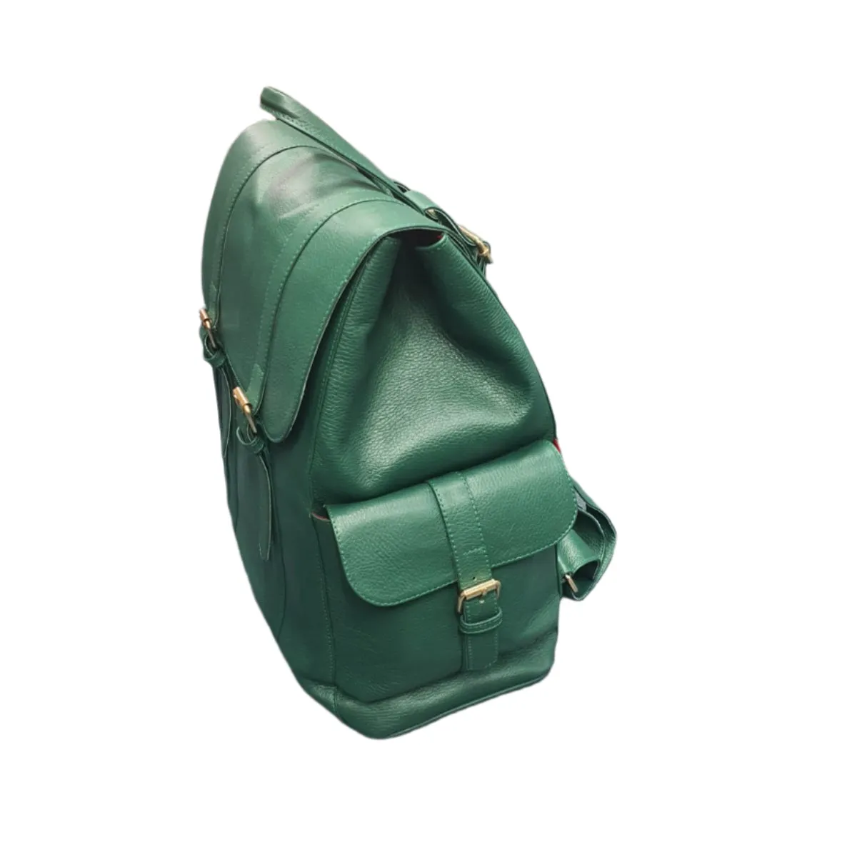 Green Leather Ruck Sack