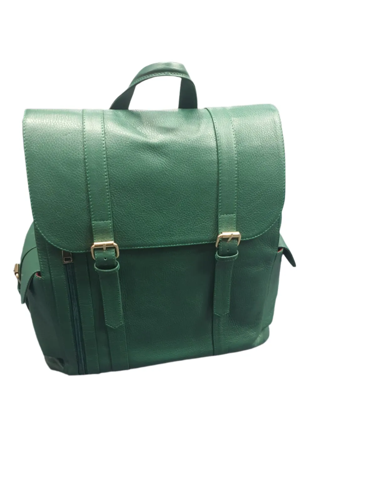 Green Leather Ruck Sack