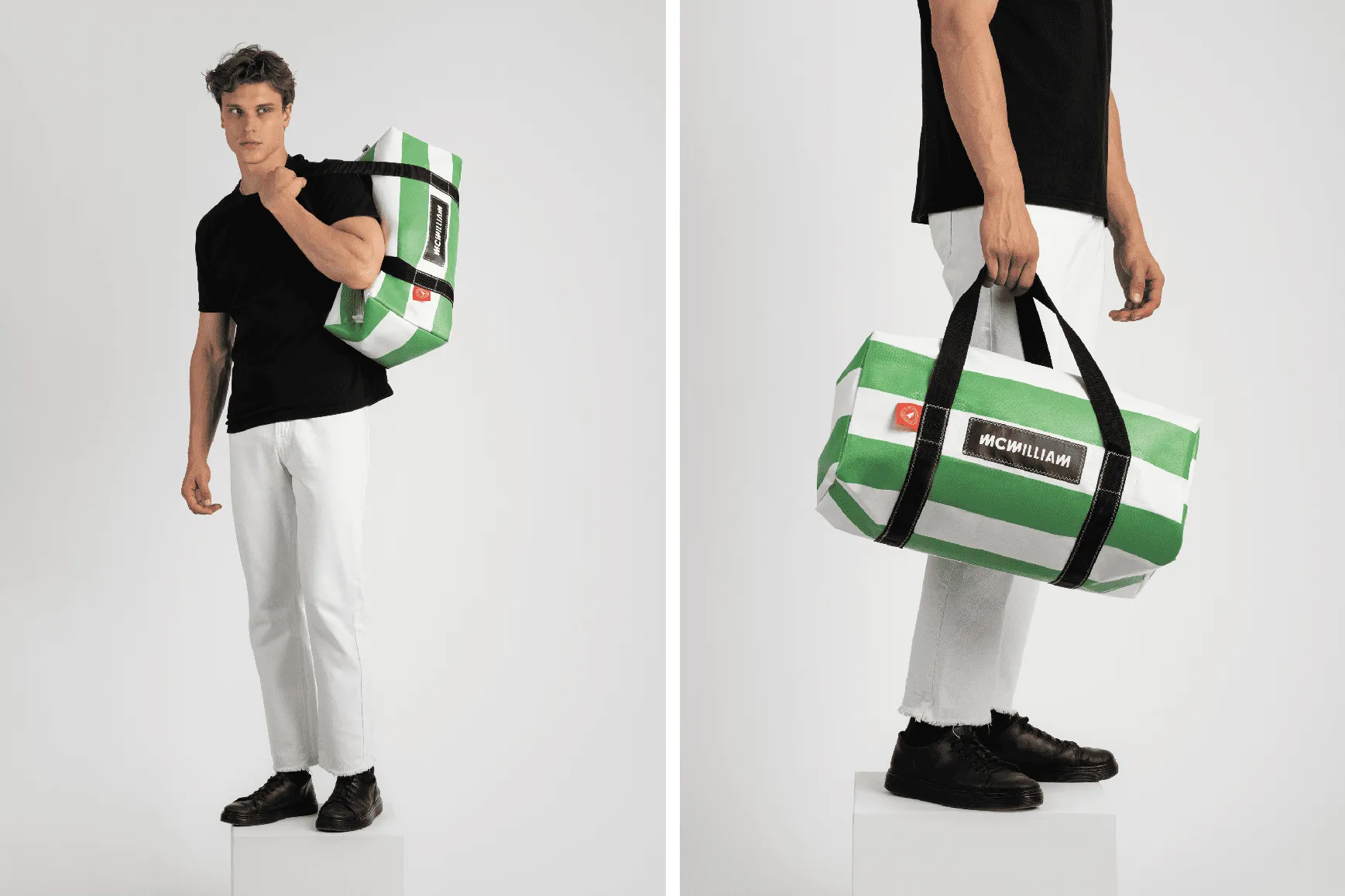 Green Medium Holdall (42L) - Classic Stripe