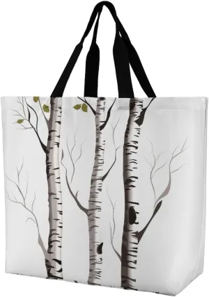 Grocery Bags for Shopping Birch Tree Shopping Bag for Women Men Lightweight Bag Reusable Tote Bags Foldable Bag with Handle Portable Storage Handbag