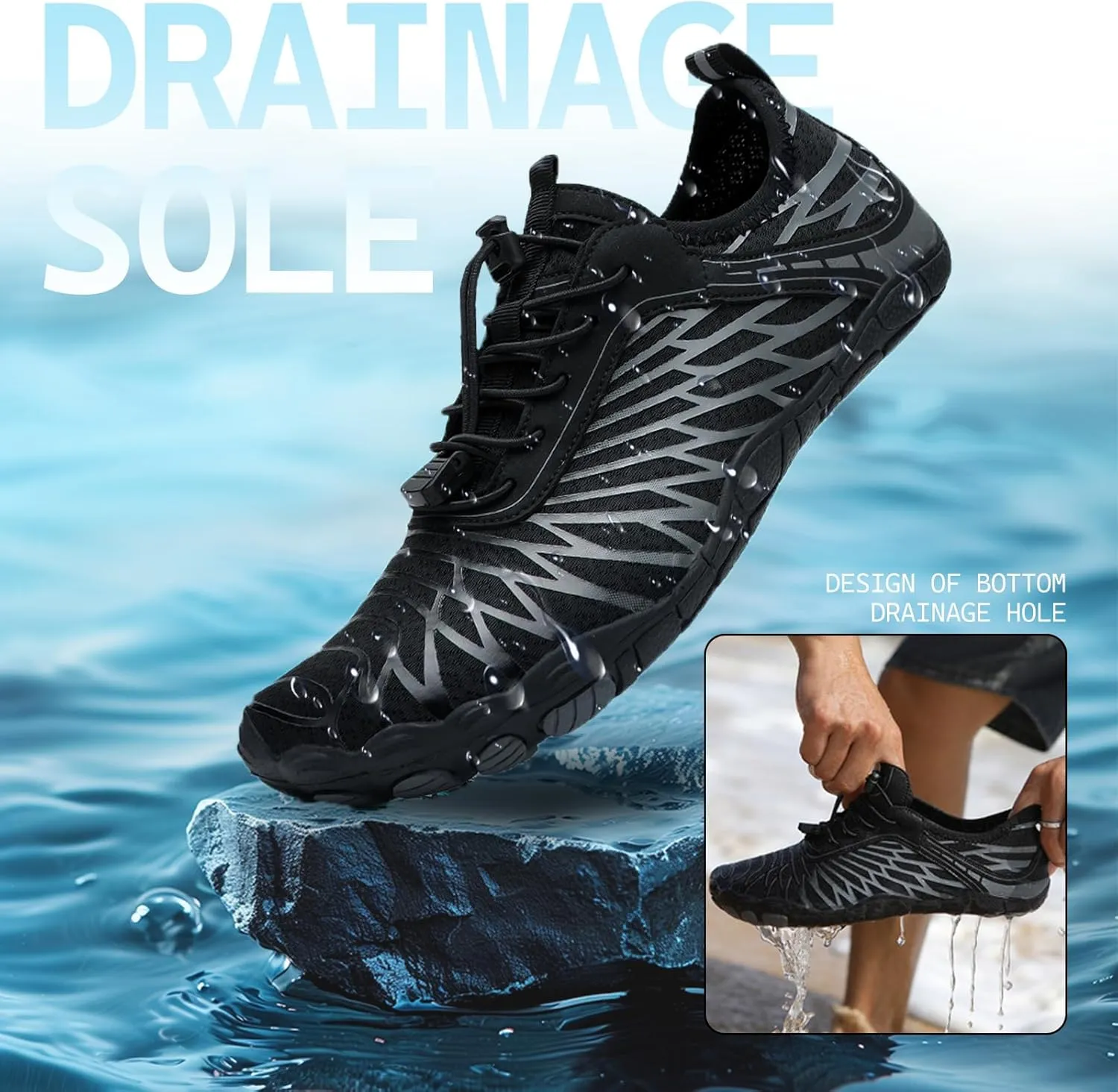 Grounded Footwear for Men Barefoot Shoes Women, Comfortable Lightweight Wide Toe Hike Shoes with Waterproof and Non-Slip