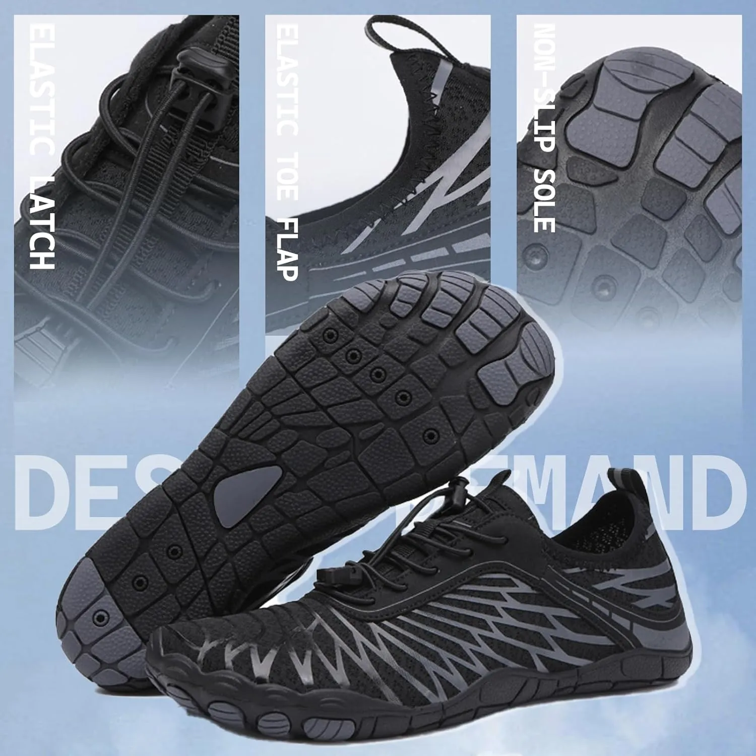 Grounded Footwear for Men Barefoot Shoes Women, Comfortable Lightweight Wide Toe Hike Shoes with Waterproof and Non-Slip