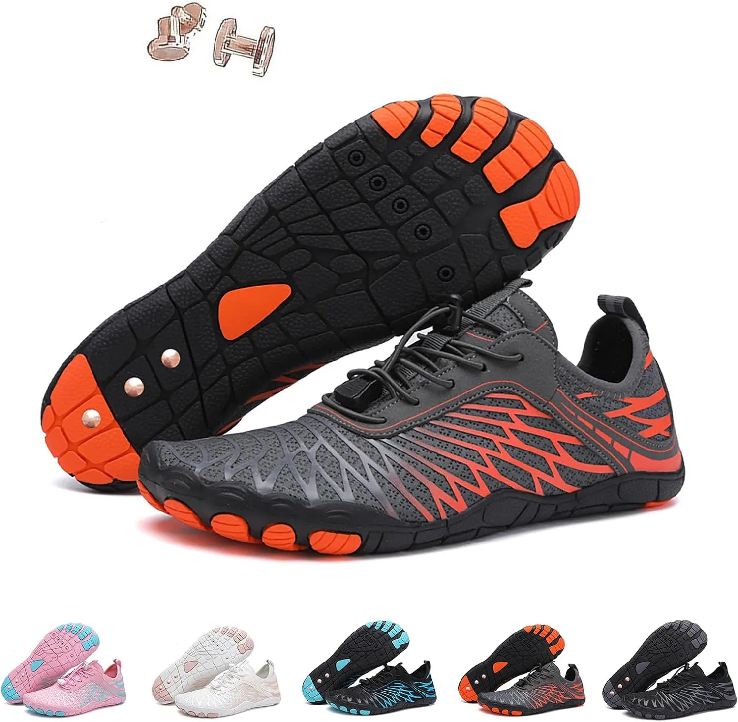 Grounding Shoes with Copper, Women Men Waterproof Trail Running Healthy & Non-Slip Barefoot Shoes, Slip-On Hike Footwear Minimalist Athletic