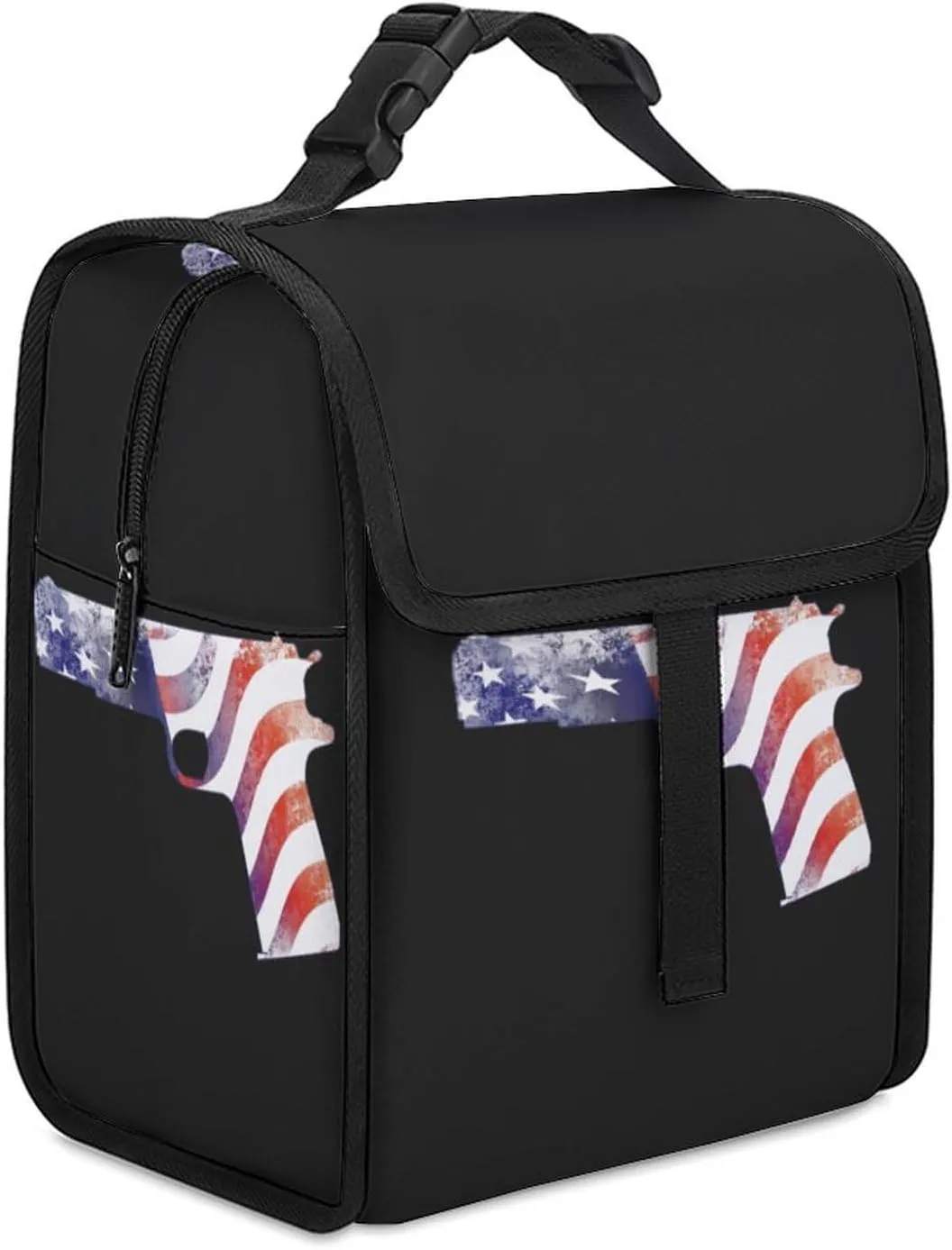 Guns with U.S. Flag Insulated Lunch Cooler Bag Waterproof Lunch Box for Work Picnic Or Travel