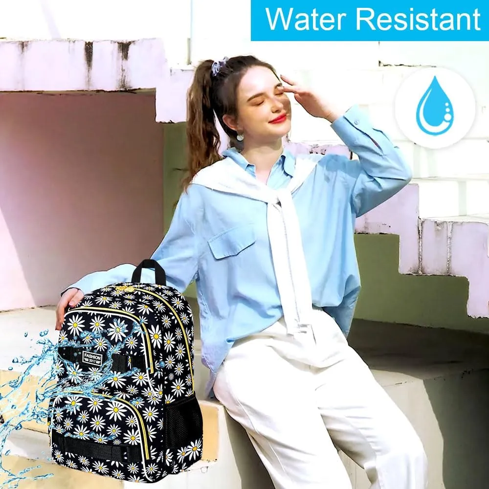 gxtvo 3PCS Girls Backpack, Water Resistant Womens School Bag With Lunch Box, 17 Inch Bookbag Set for College Teenagers.