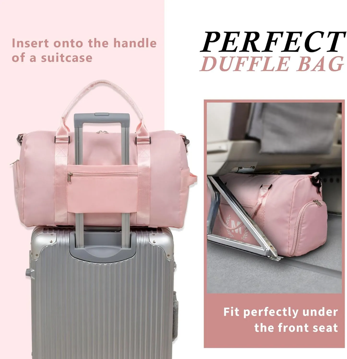 Gym & Sports Duffle Bag, Pink, Y Size, Polyester, Water-Resistant, 20"L x 11"W x 13"H, 5 Compartments, Zipper Closure, Web Handle, Fixed Strap, Travel & Everyday Use
