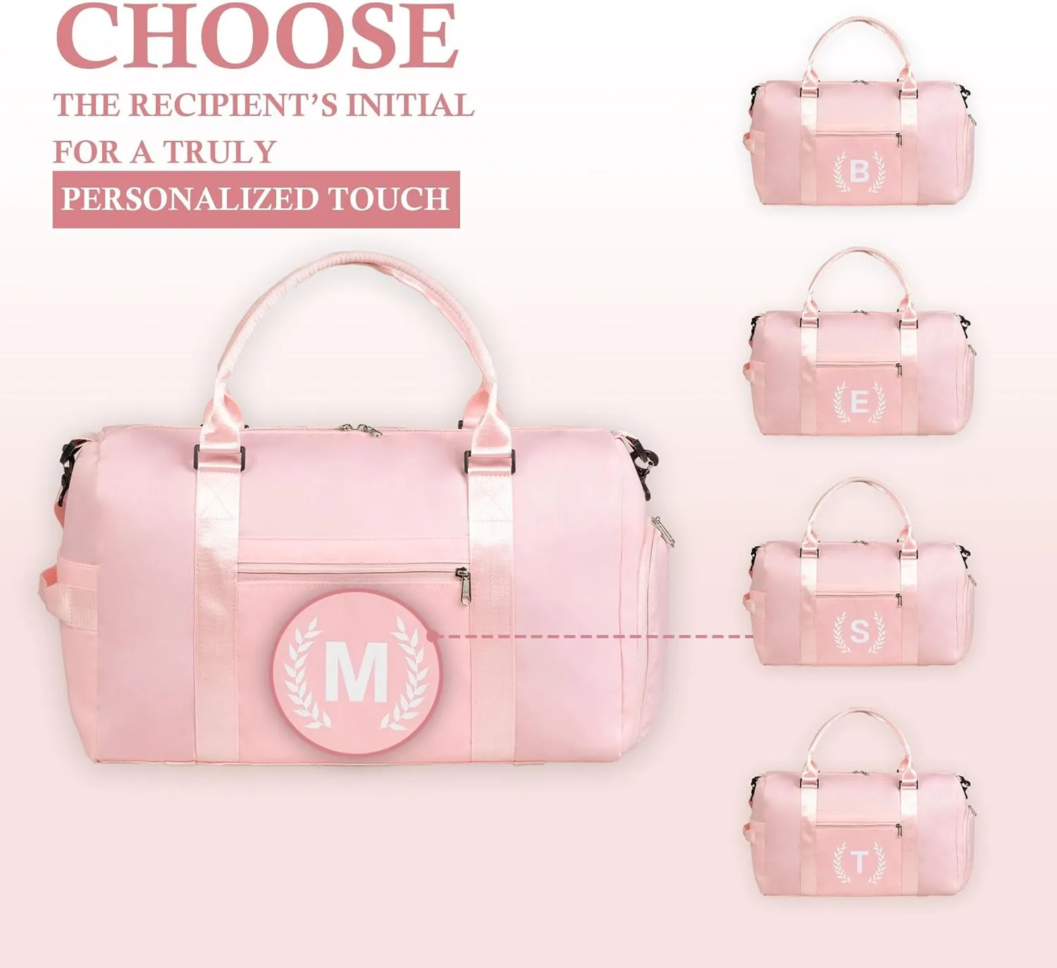 Gym & Sports Duffle Bag, Pink, Y Size, Polyester, Water-Resistant, 20"L x 11"W x 13"H, 5 Compartments, Zipper Closure, Web Handle, Fixed Strap, Travel & Everyday Use