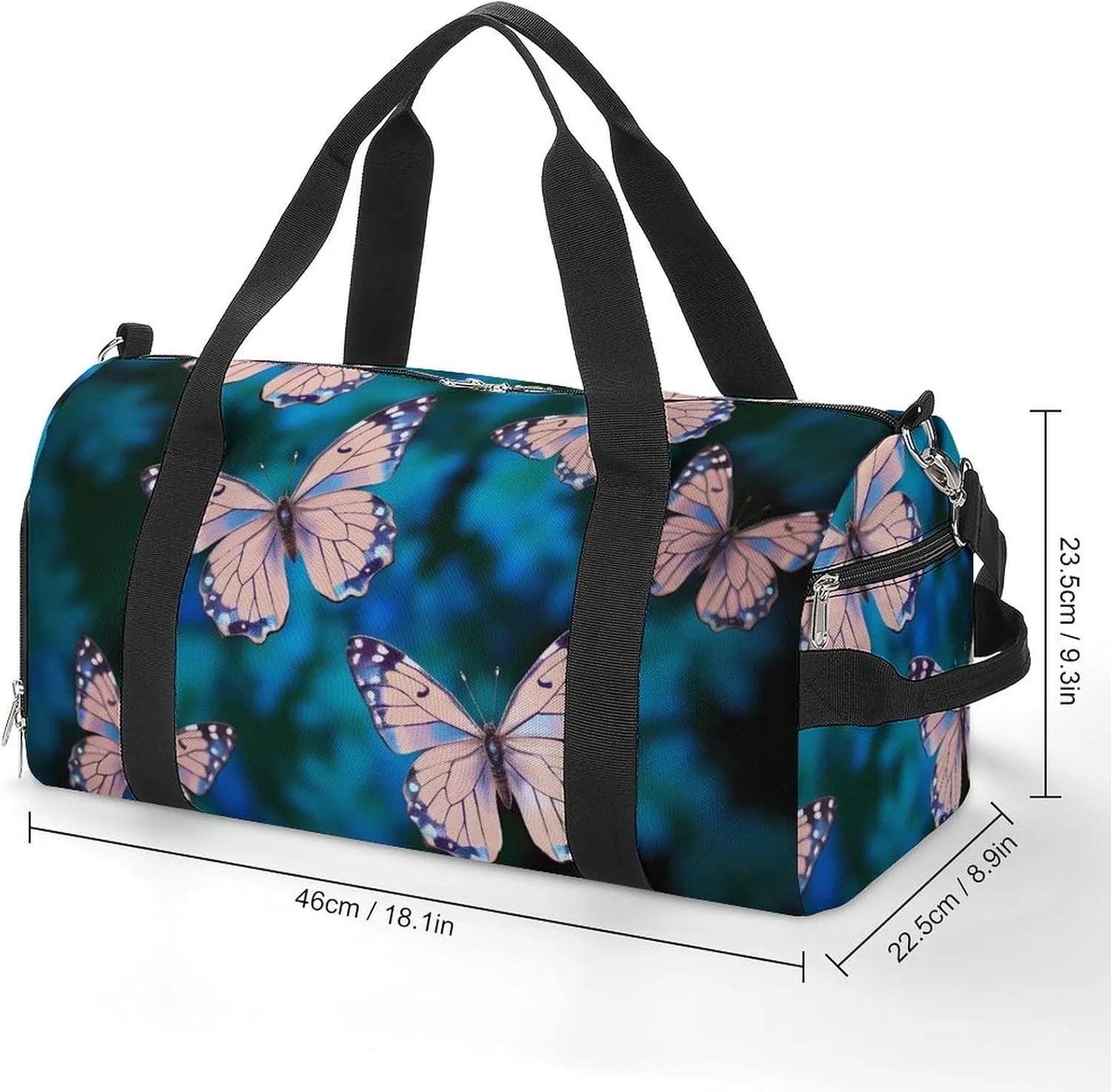 Gym Bag Cute Butterflies Duffel Bag for Men Women Overnight Bag with Shoe Compartment Workout Bags