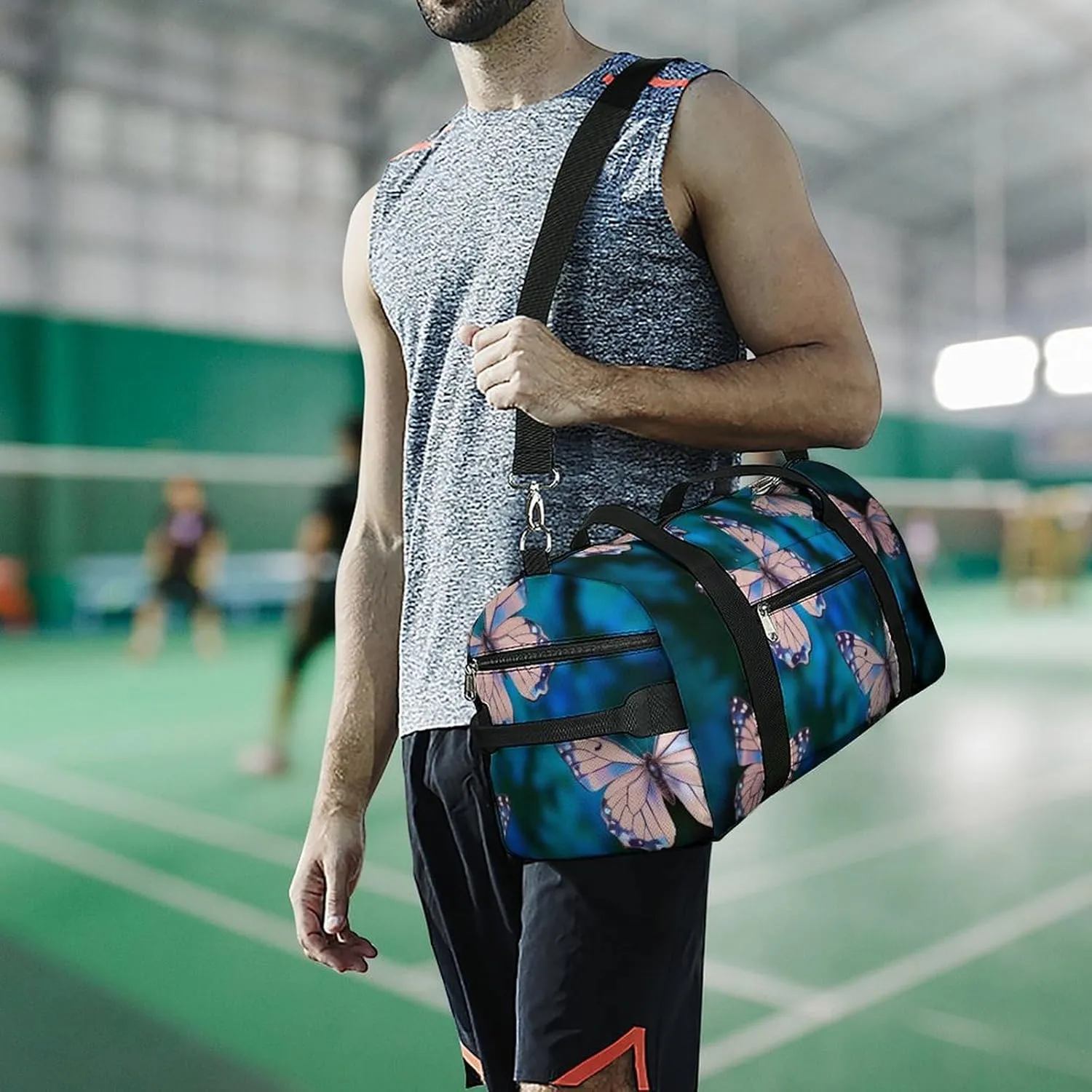 Gym Bag Cute Butterflies Duffel Bag for Men Women Overnight Bag with Shoe Compartment Workout Bags