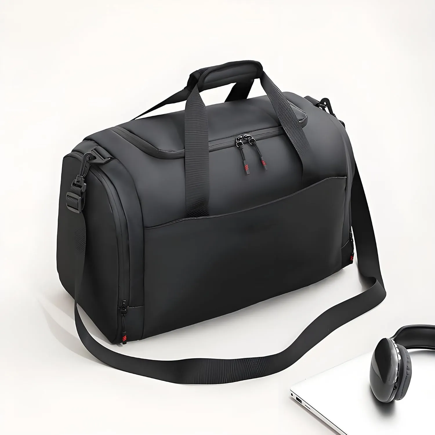 Gym Bag for Men & Women with Shoe and Wet Compartment - Gym Backpack Waterproof Sports Bags- Duffle Bag for Travel, Sports, Fitness & Workout (Black)