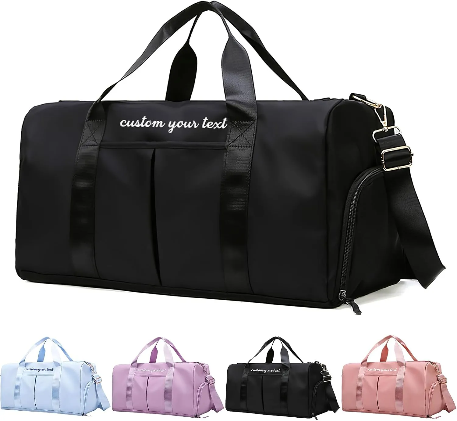 Gym Bag for Men Women Custom Duffle Bag with Name for Travel Sports Fitness Personalized Weekender Bags with Shoe Wet Compartment