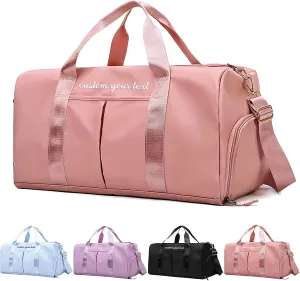 Gym Bag for Men Women Custom Duffle Bag with Name for Travel Sports Fitness Personalized Weekender Bags with Shoe Wet Compartment