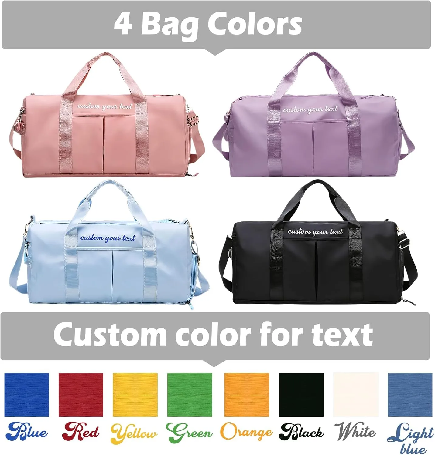 Gym Bag for Men Women Custom Duffle Bag with Name for Travel Sports Fitness Personalized Weekender Bags with Shoe Wet Compartment