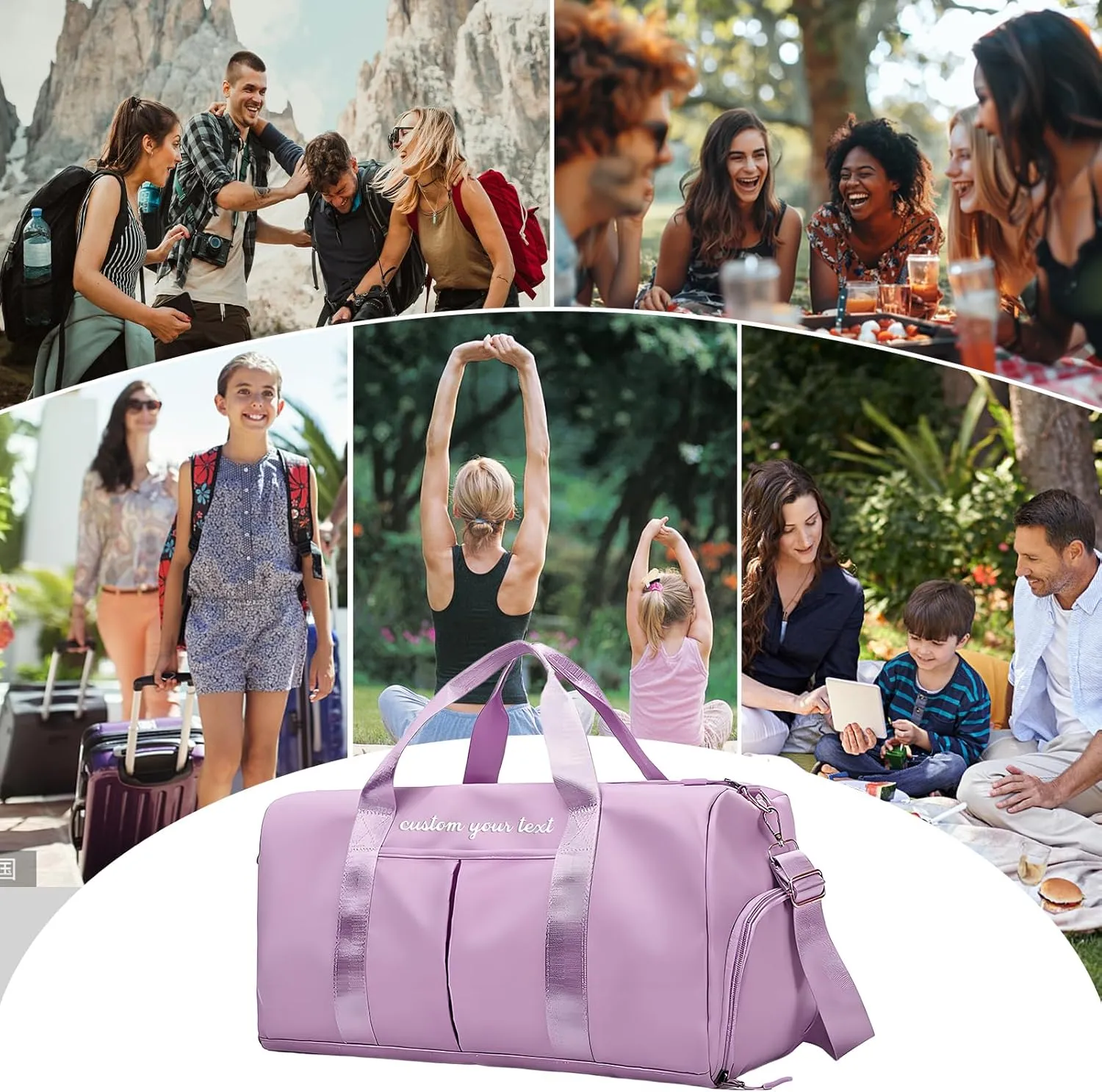 Gym Bag for Men Women Custom Duffle Bag with Name for Travel Sports Fitness Personalized Weekender Bags with Shoe Wet Compartment