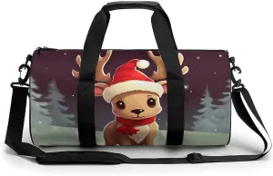 Gym Bag for Men Women Cute Christmas Reindeer Duffel Bag Overnight Bag with Compartment Gym Sackpac