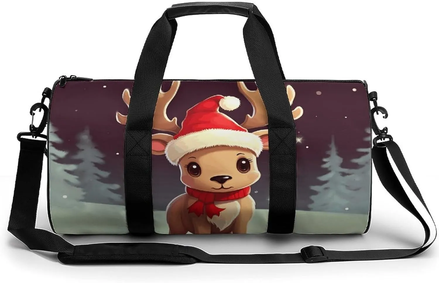 Gym Bag for Men Women Cute Christmas Reindeer Duffel Bag Overnight Bag with Compartment Gym Sackpac