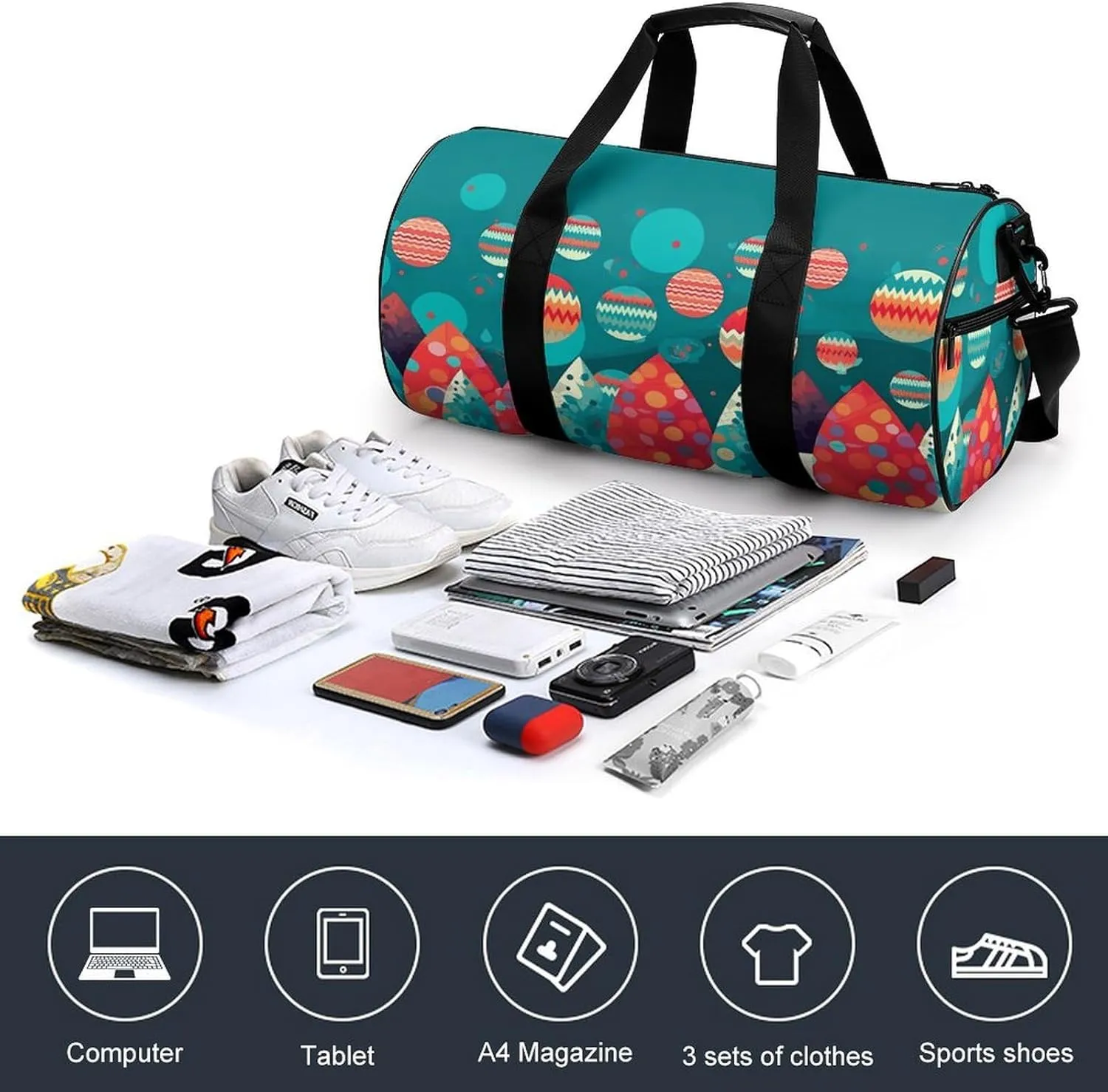 Gym Bag for Men Women Cute Christmas Tree Duffel Bag Overnight Bag with Compartment Gym Sackpac