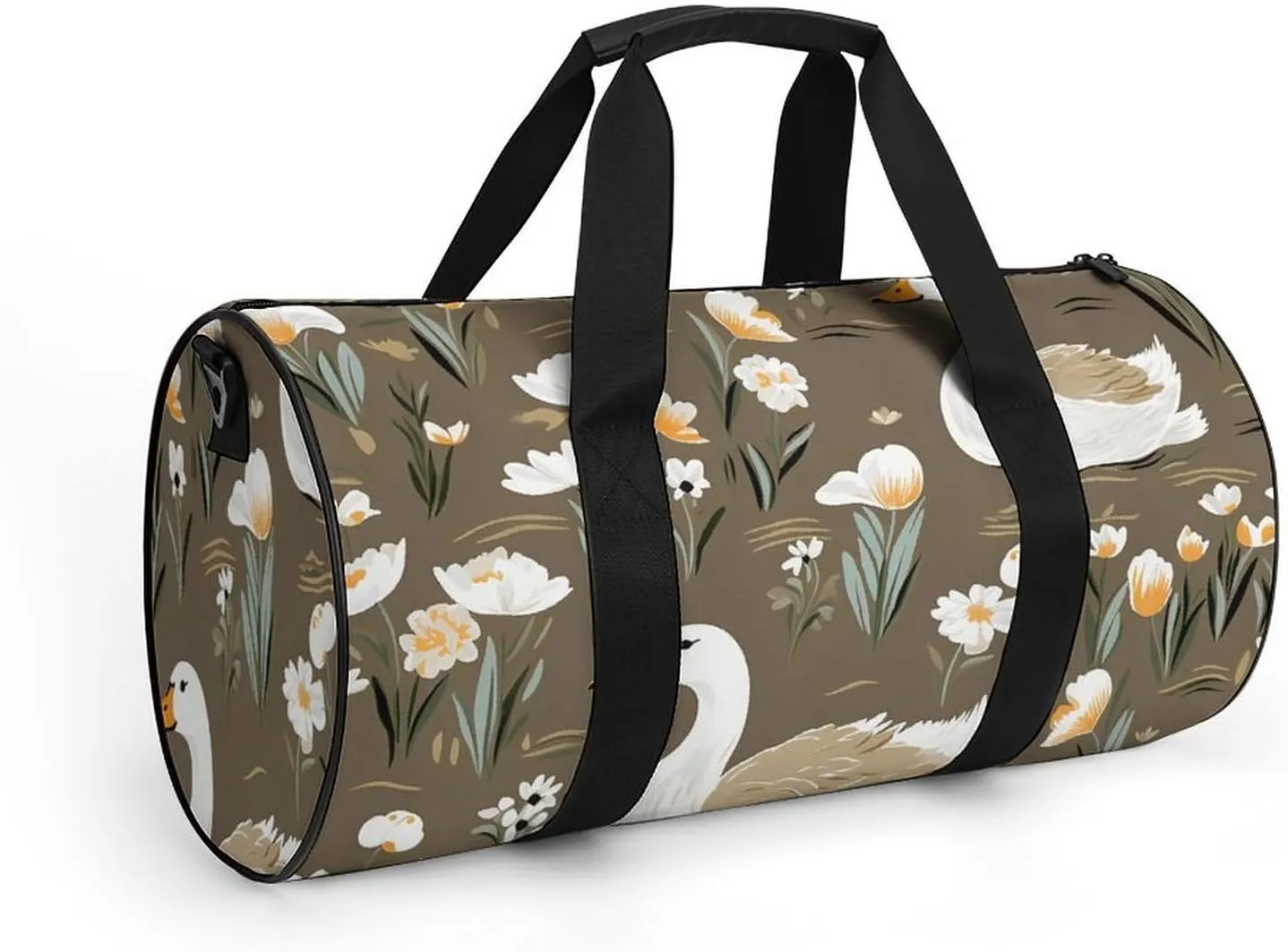 Gym Bag for Men Women Goose And Flowers Duffel Bag Overnight Bag with Compartment Gym Sackpac