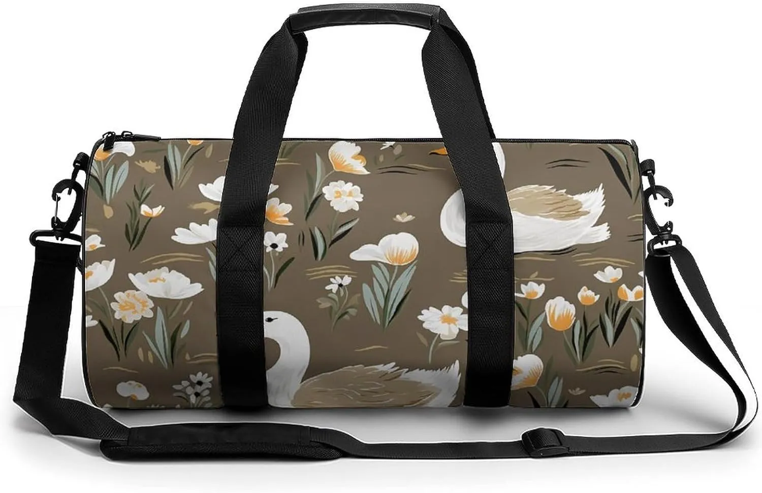 Gym Bag for Men Women Goose And Flowers Duffel Bag Overnight Bag with Compartment Gym Sackpac
