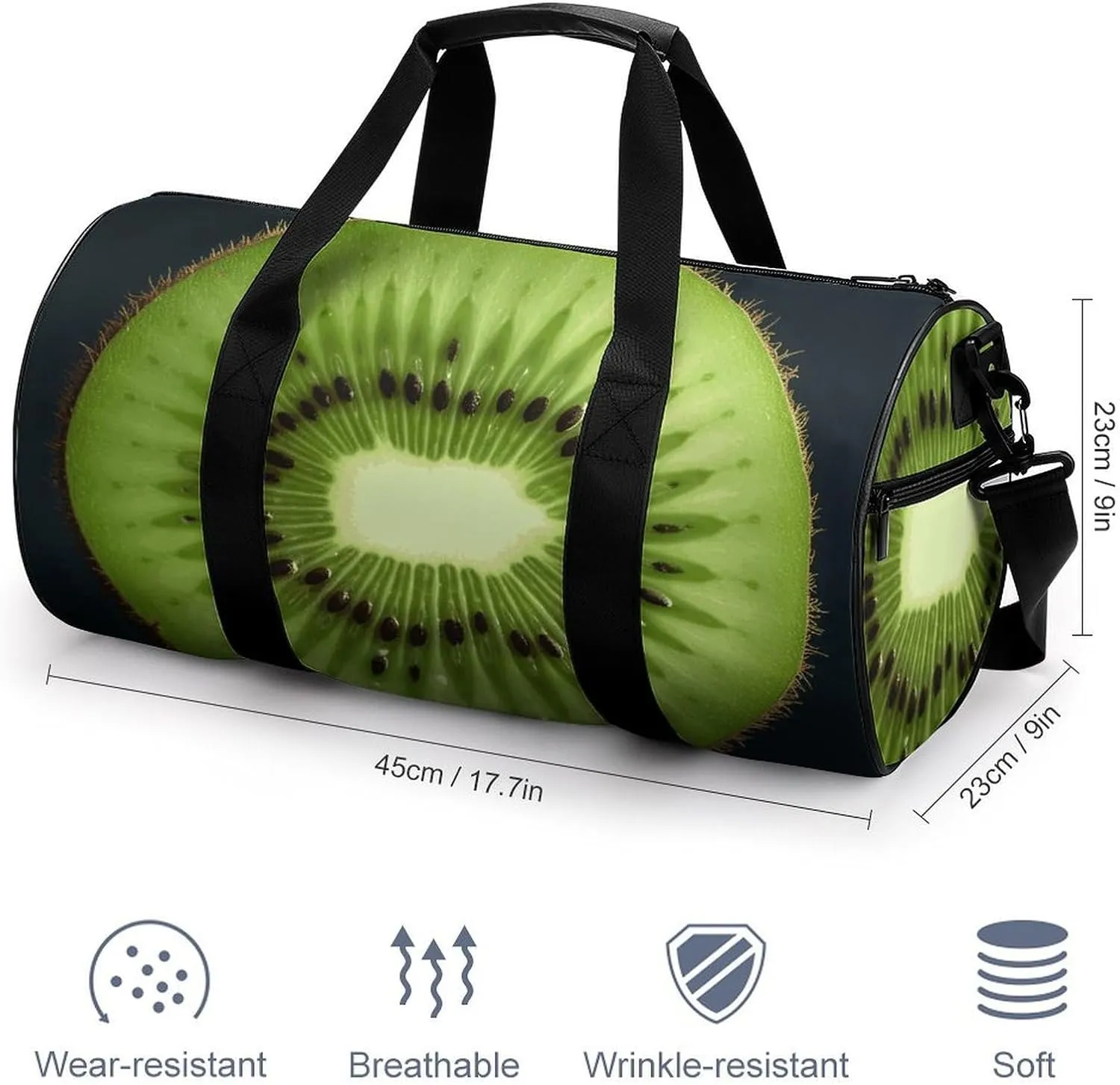 Gym Bag for Men Women Kiwi Slice Duffel Bag Overnight Bag with Compartment Gym Sackpac