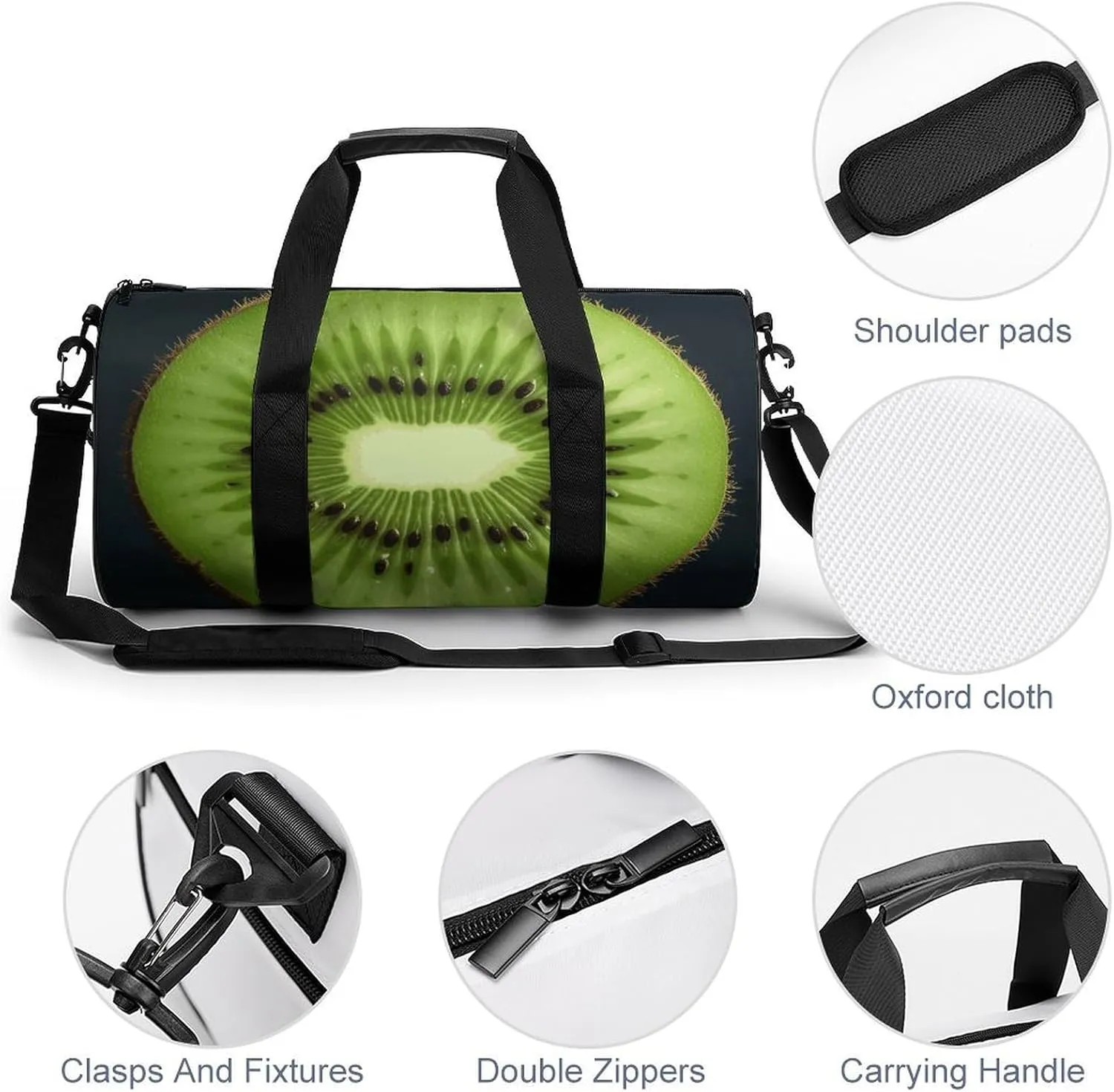 Gym Bag for Men Women Kiwi Slice Duffel Bag Overnight Bag with Compartment Gym Sackpac