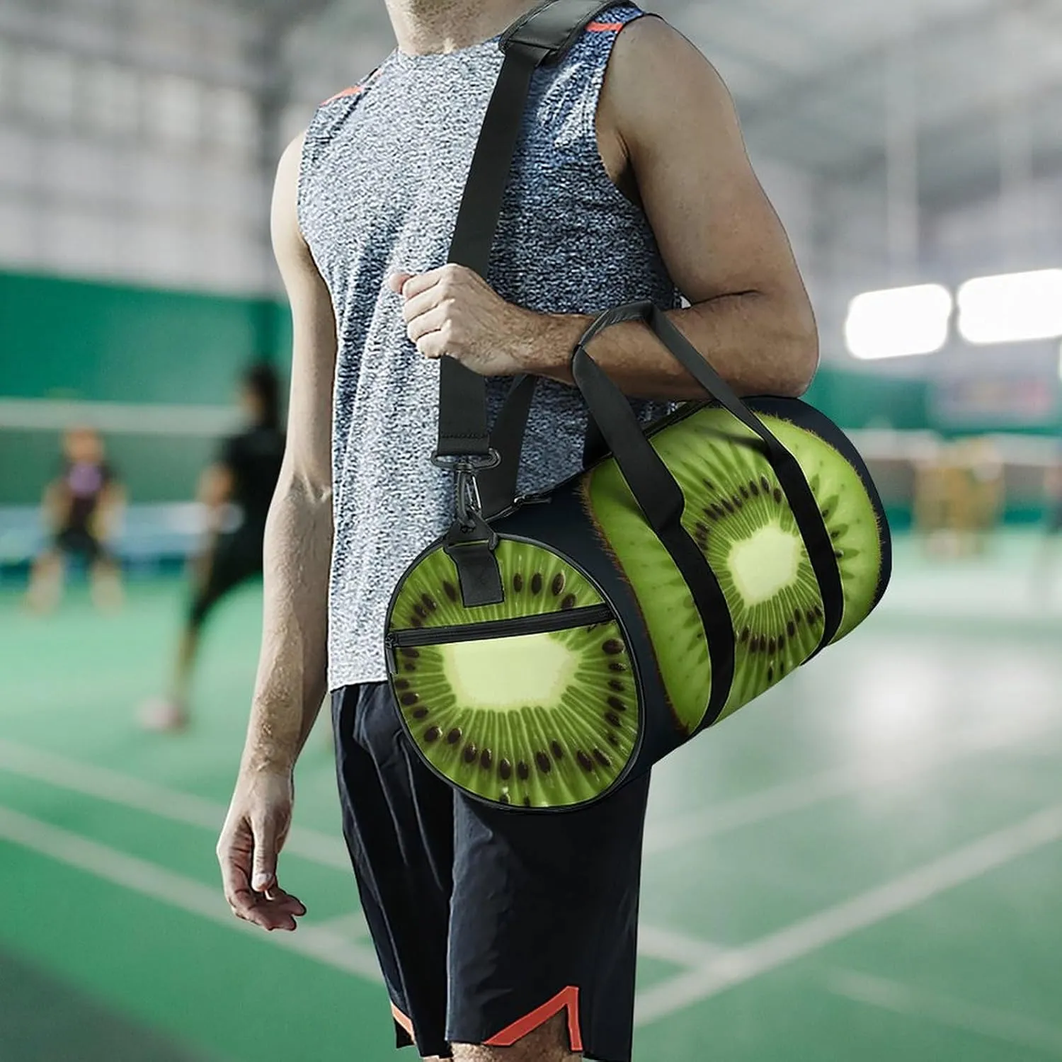 Gym Bag for Men Women Kiwi Slice Duffel Bag Overnight Bag with Compartment Gym Sackpac